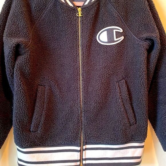Champion Black Bomber SherpaTeddy Jacket Women's Size S - Picture 4 of 7